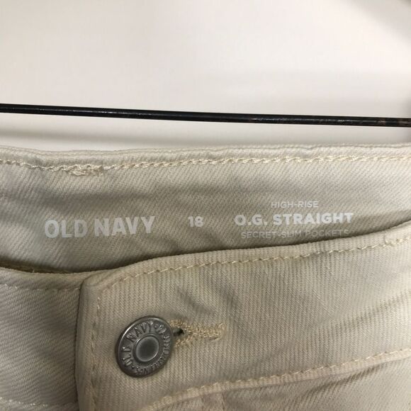 Old Navy OG Straight / Khaki Beige High Waist Stretch Denim Jeans NWT / Size 18 - Picture 8 of 8